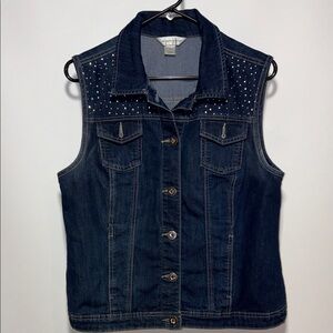 Christopher & Banks Blue Denim Vest with Stud Accents